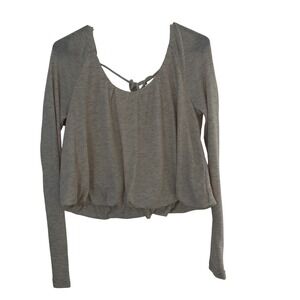 We The Free Beige Waffle Knit Cropped Tie Back Long Sleeve Top Women's Small